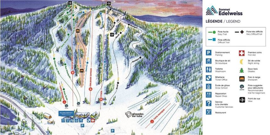 Pistenplan Sommet Edelweiss bei Ottawa