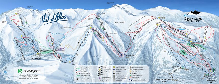 Pistenplan Espace Lumière (Pra Loup – Val d'Allos)