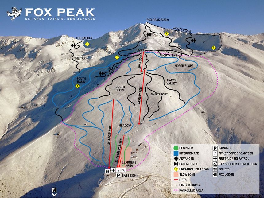 Pistenplan Fox Peak Ski Area