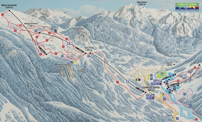 Pistenplan Forni di Sopra