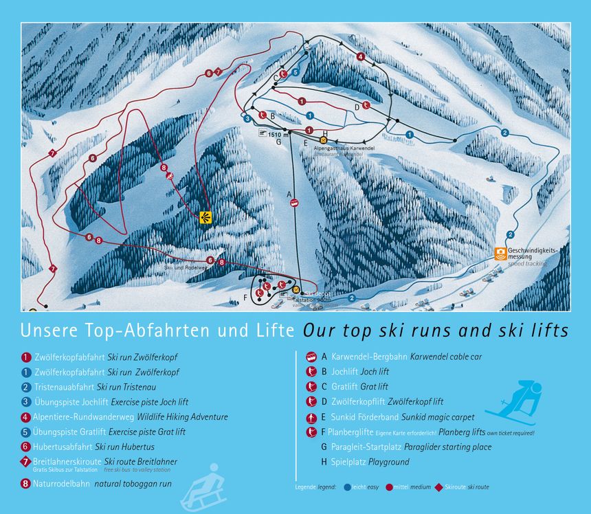 Pistenplan Karwendel-Bergbahn Pertisau