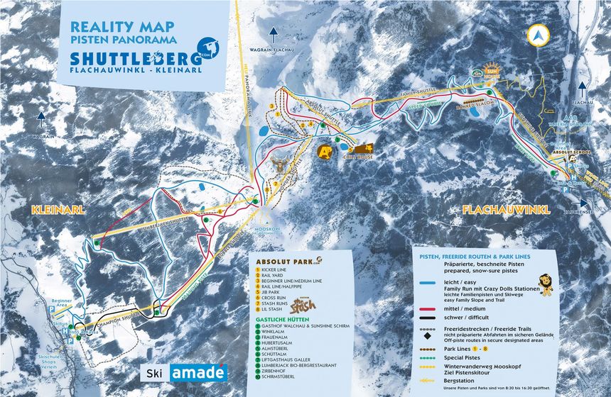 Pistenplan Shuttleberg Flachauwinkl - Kleinarl