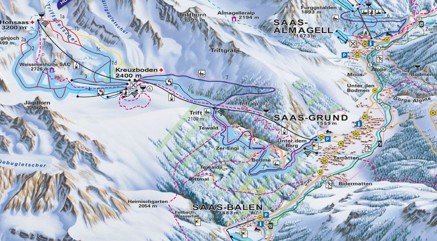 Pistenplan Saas-Grund – Hohsaas