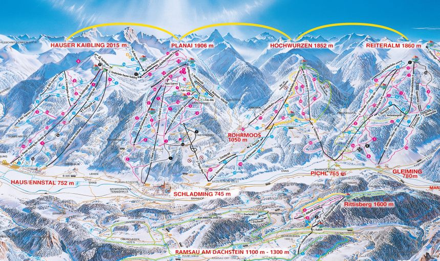 Pistenplan Hauser Kaibling (4-Berge-Skischaukel)