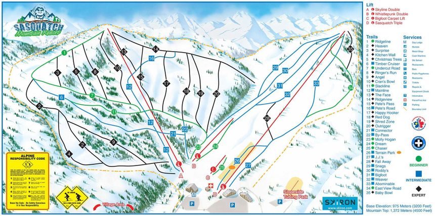 Pistenplan Sasquatch Mountain Resort - Hemlock Valley
