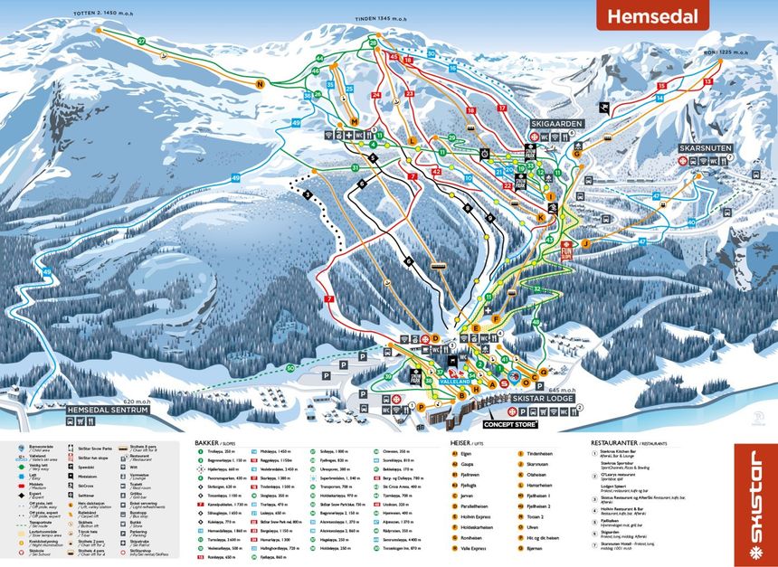 Pistenplan Hemsedal