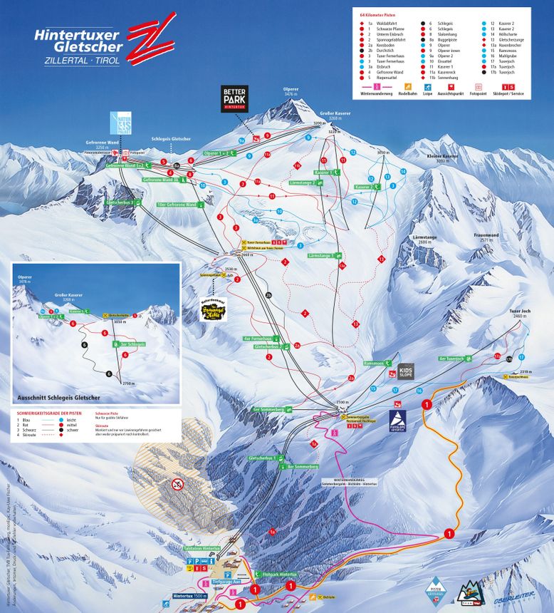 Pistenplan Hintertuxer Gletscher