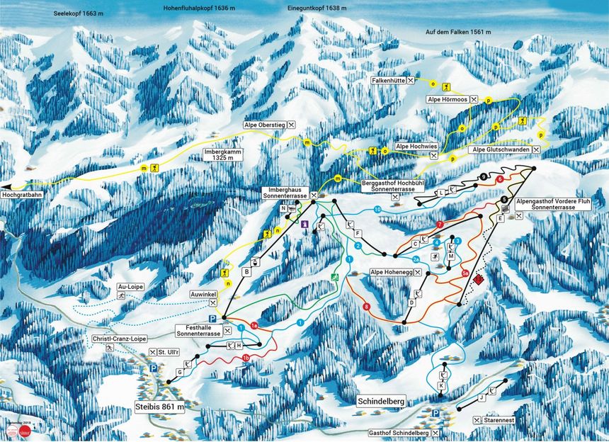Pistenplan Oberstaufen - Imbergbahn & Skiarena Steibis