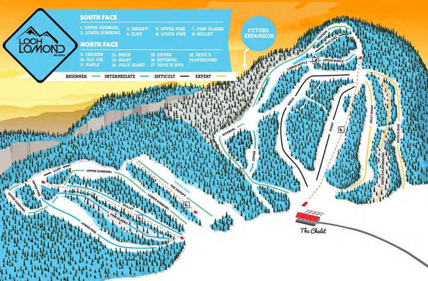 Pistenplan Loch Lomond Ski Area