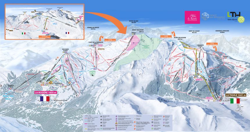 Pistenplan La Thuile - La Rosière (Espace San Bernardo)
