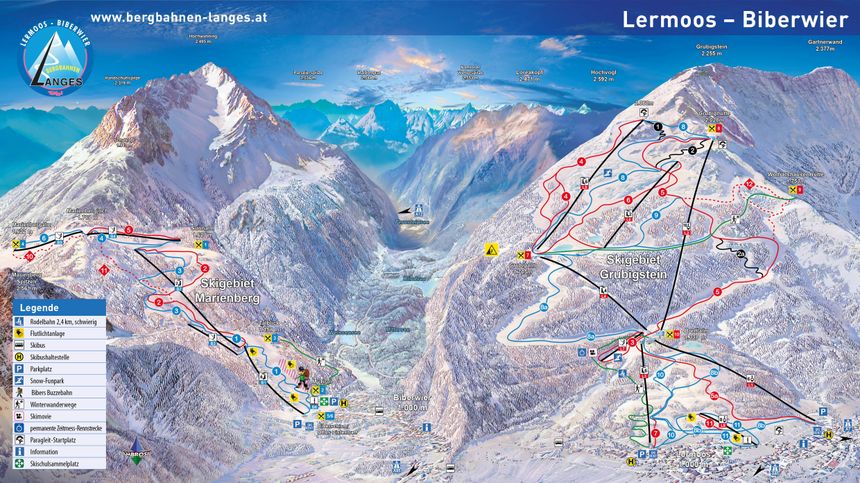 Pistenplan Lermoos Grubigstein