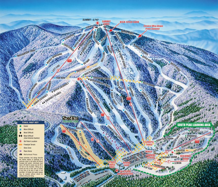 Pistenplan Mount Sunapee Resort