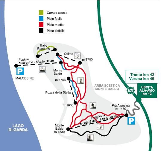 Pistenplan Malcesine Monte Baldo