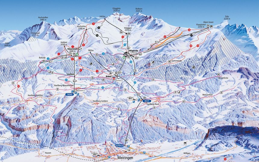Pistenplan Meiringen Hasliberg