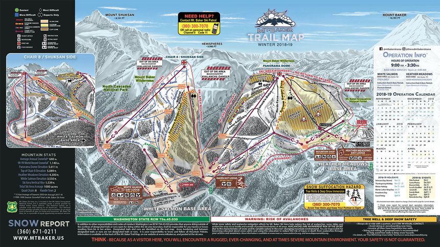 Pistenplan Mt Baker Ski Area