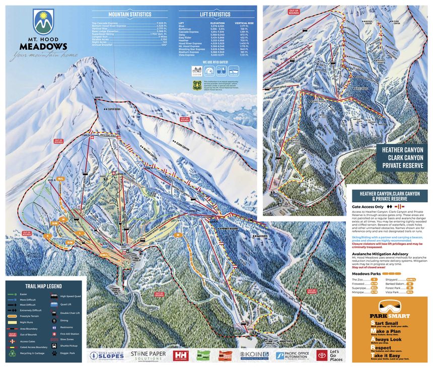 Pistenplan Mt Hood Meadows Ski Resort