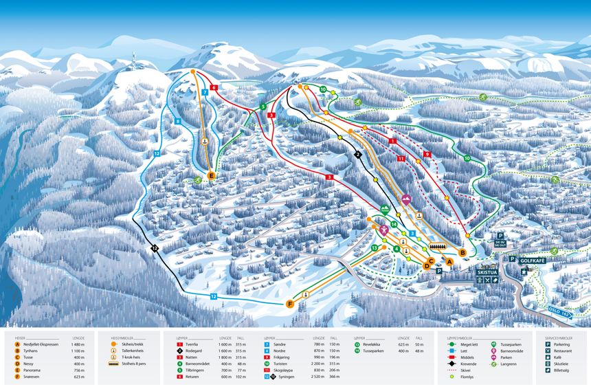Pistenplan Nesbyen - Nesfjellet Alpin