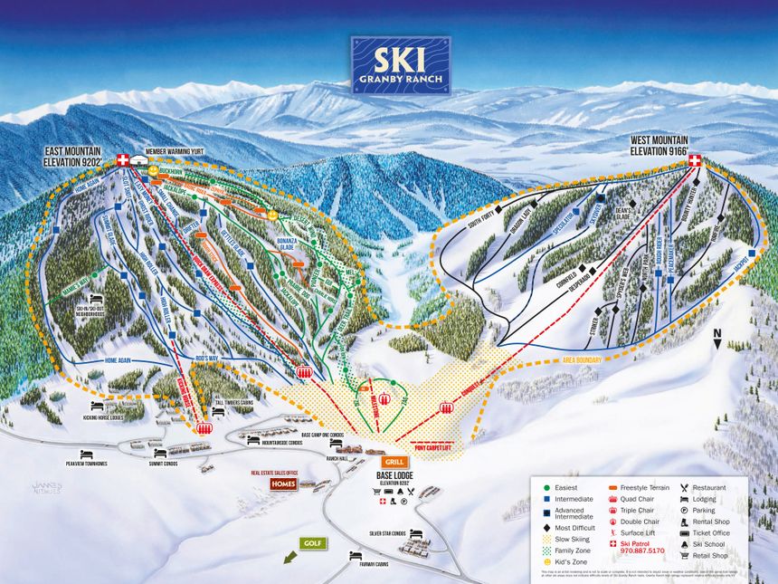 Pistenplan Sol Vista Basin Granby Ranch