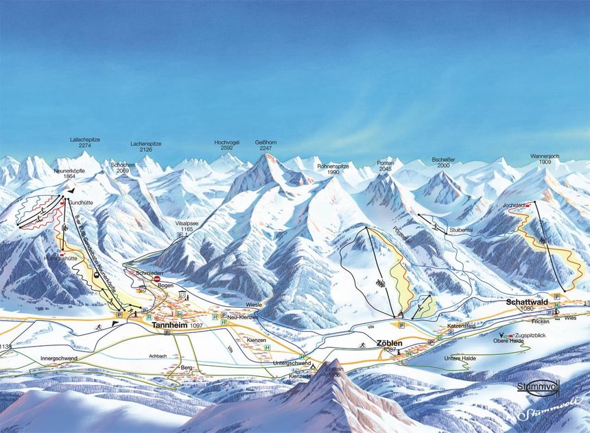 Pistenplan Schattwald – Zöblen