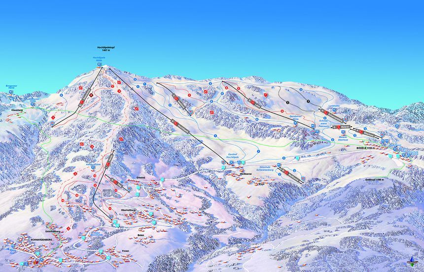 Pistenplan Bödele Schwarzenberg