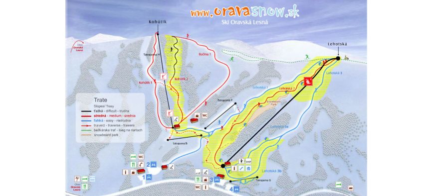Pistenplan Ski Oravska Lesna