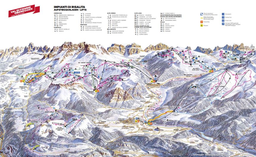 Pistenplan Latemar Dolomites in Obereggen