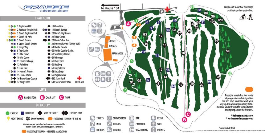 Pistenplan Ski Crabbe Mountain