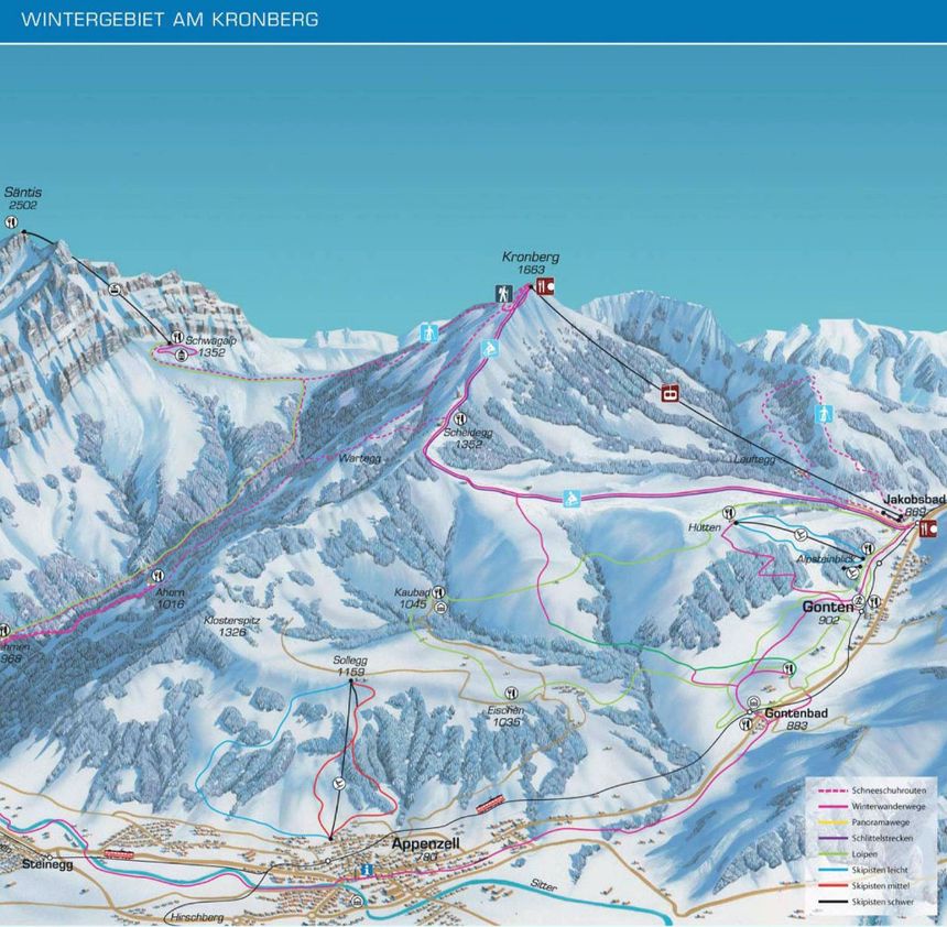 Pistenplan Skilifte Alpsteinblick Gonten