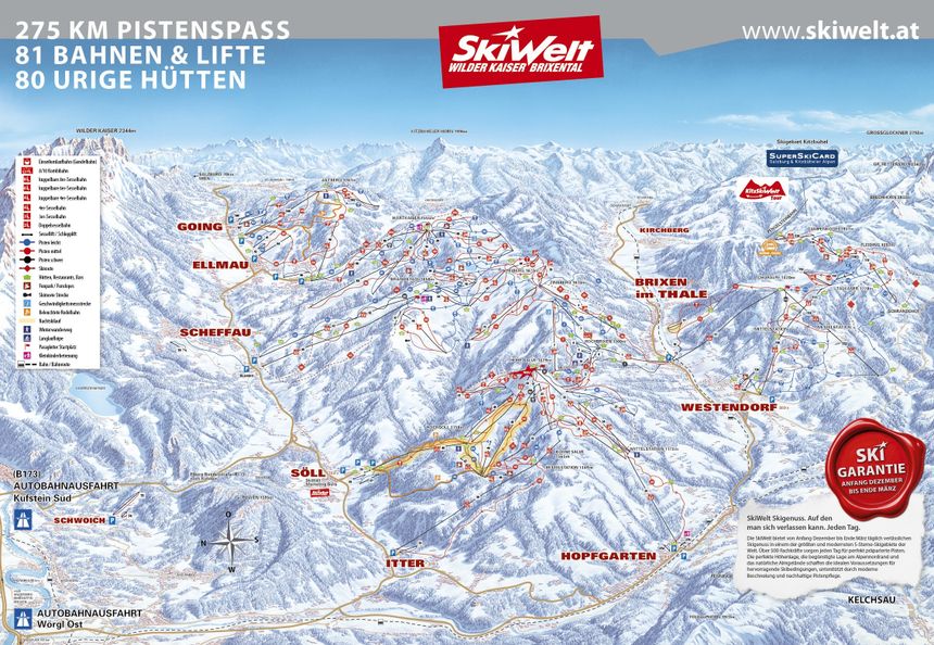 Pistenplan SkiWelt Wilder Kaiser - Brixental