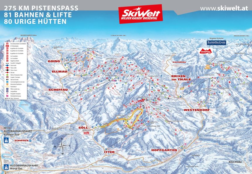 Pistenplan SkiWelt Wilder Kaiser - Brixental