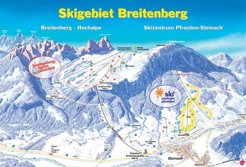 Pistenplan Skizentrum Pfronten Steinach
