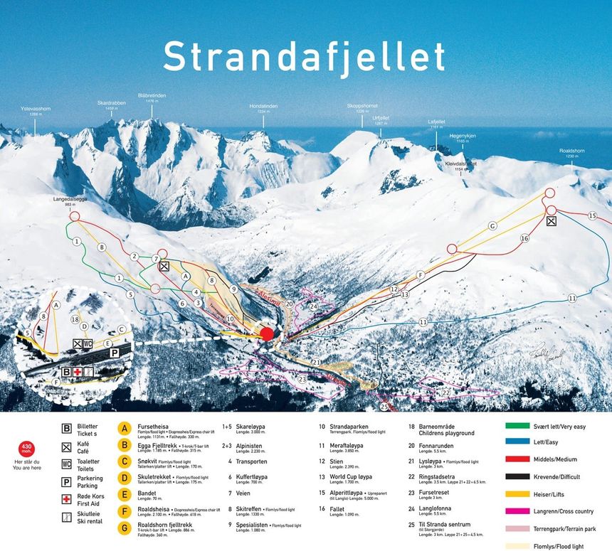 Pistenplan Strandafjellet