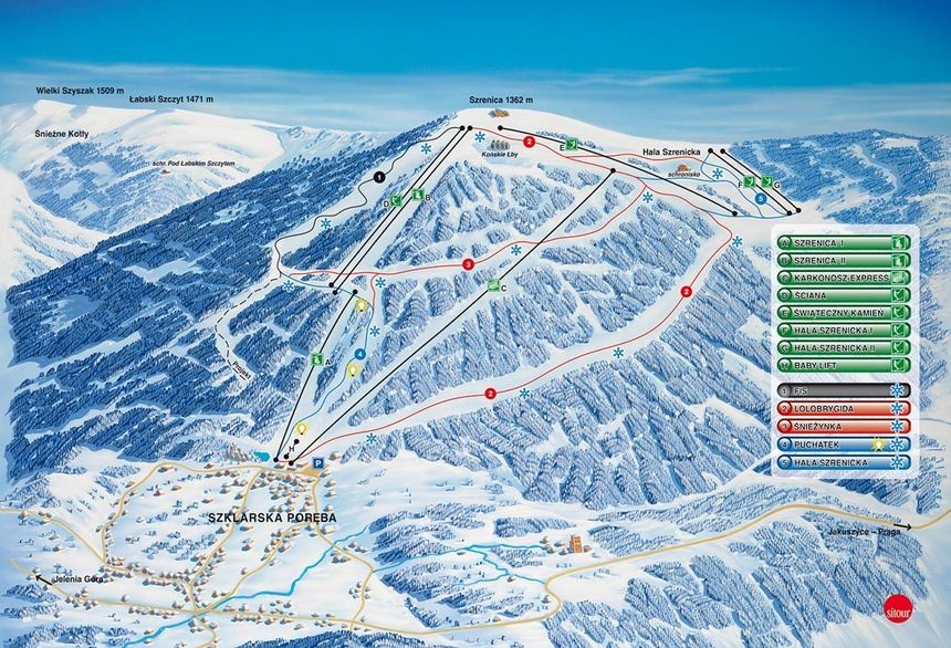 Pistenplan Szrenica Ski Arena