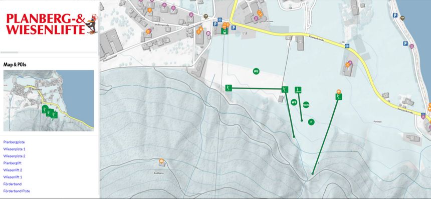 Pistenplan Planberg- und Wiesenlifte Pertisau