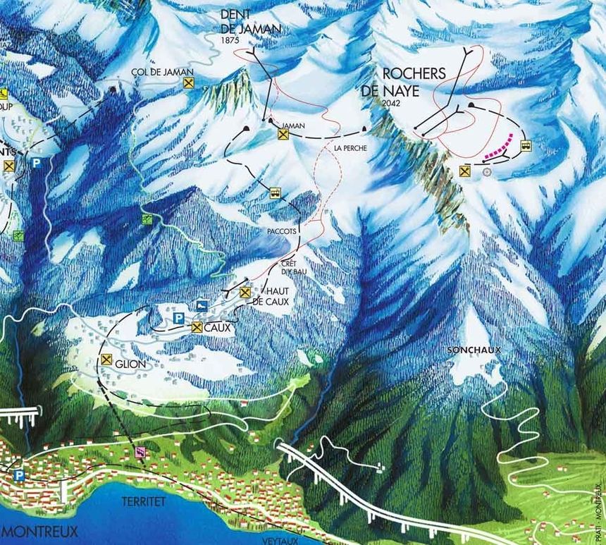 Pistenplan Rochers de Naye Caux