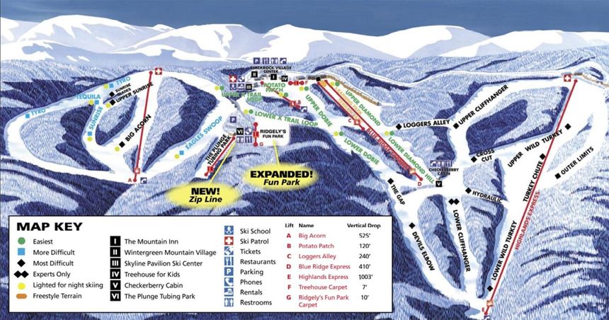 Pistenplan Wintergreen Ski Resort