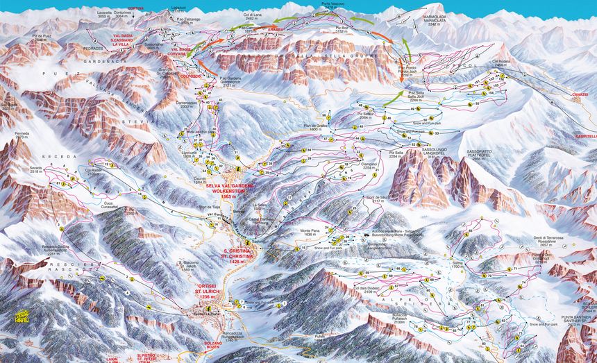 Pistenplan Val Gardena – Gröden
