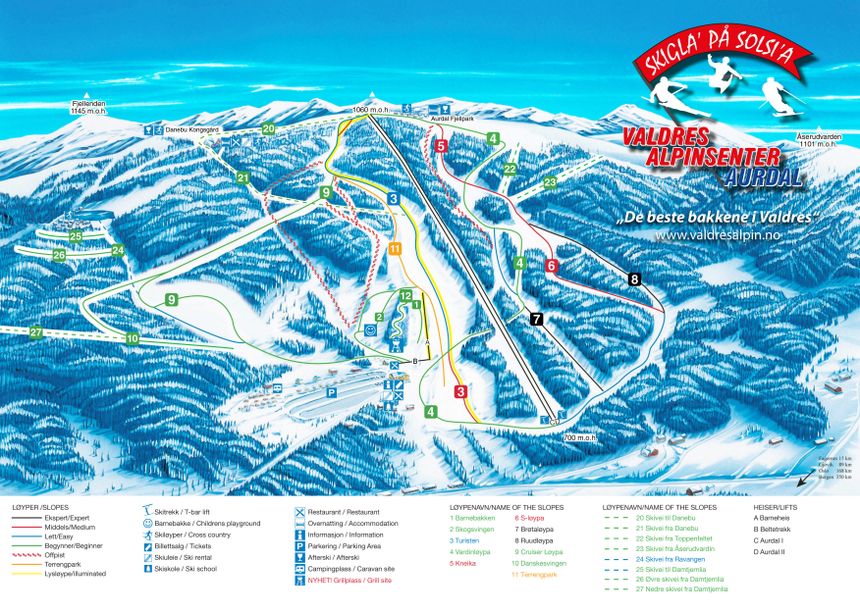 Pistenplan Valdres Alpinsenter