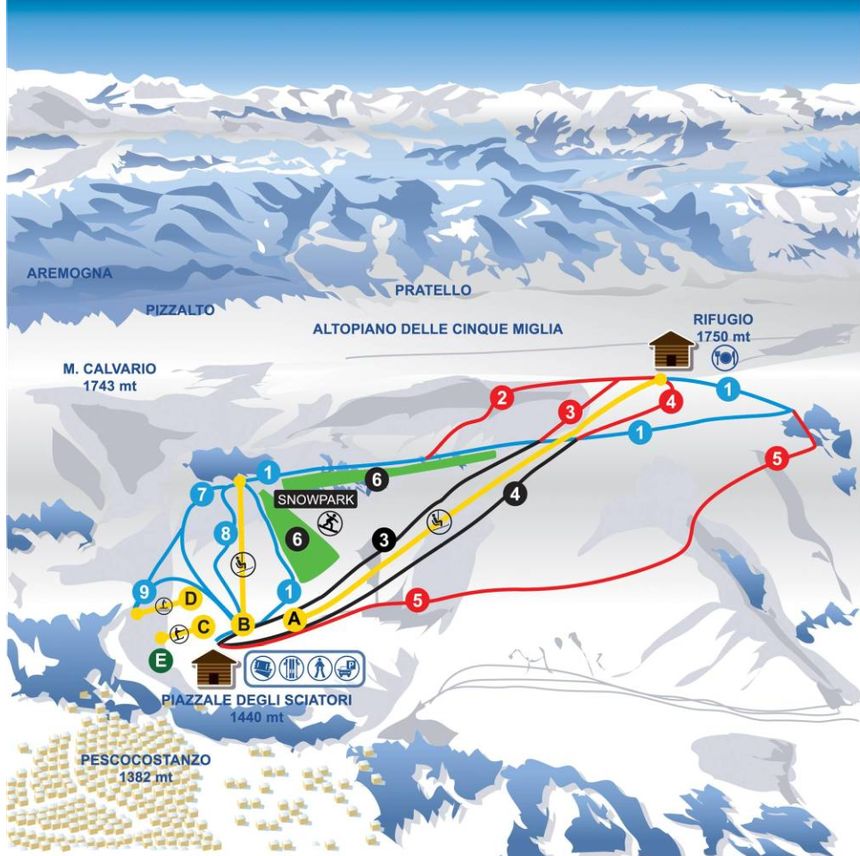 Pistenplan Vallefura Pescocostanzo