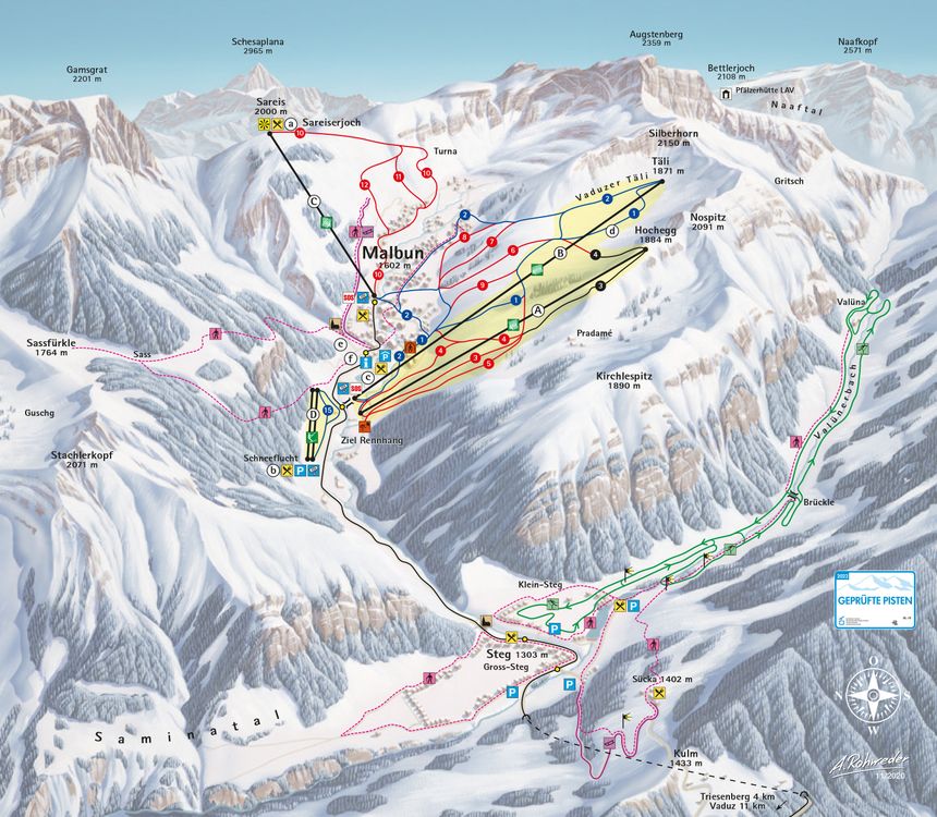 Loipenplan Malbun (Steg - Valüna)