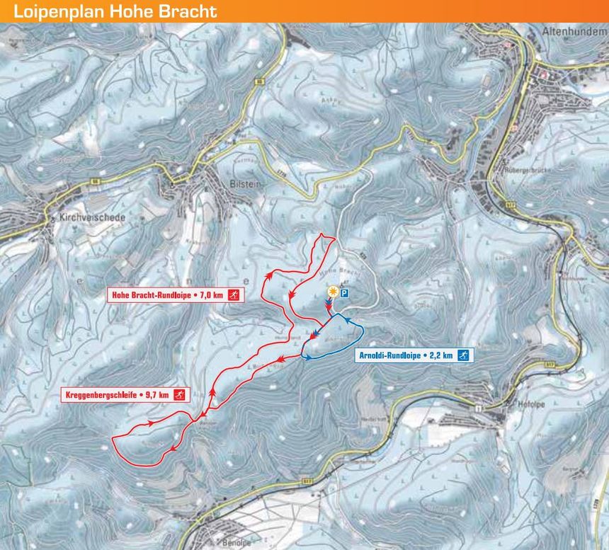 Loipenplan Hohe Bracht - Lennestadt