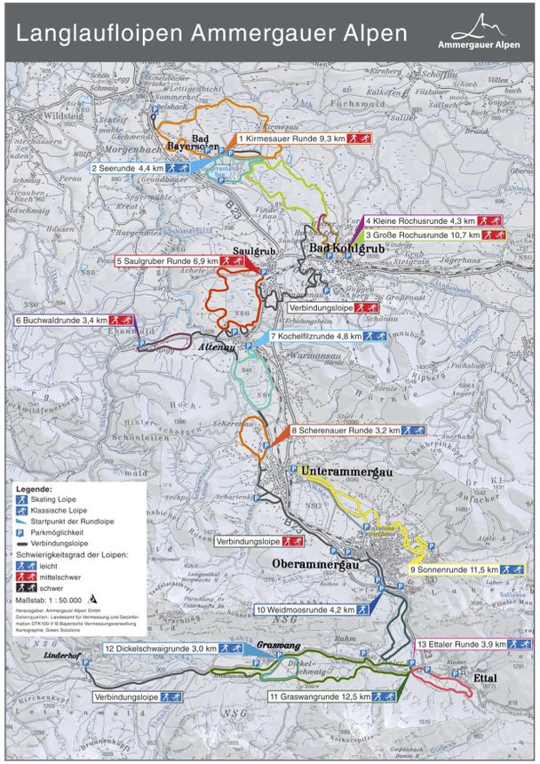Loipenplan Ammergauer Alpen