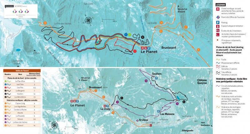 Loipenplan Arvieux - Vallée de l'Izoard