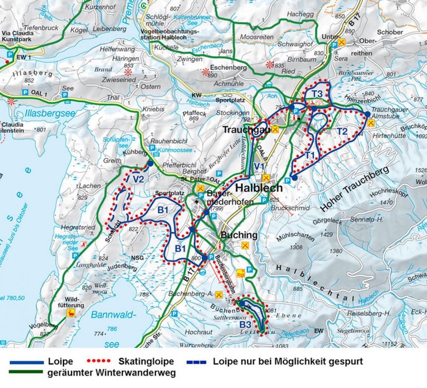 Loipenplan Buching - Halblech - Trauchgau