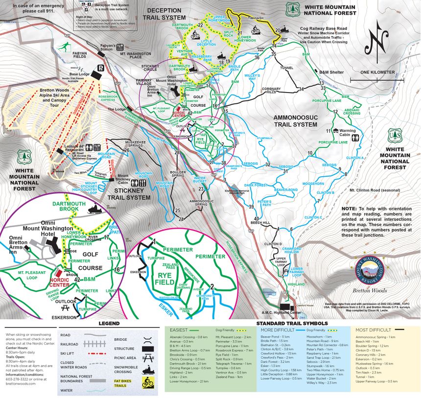 Loipenplan Bretton Woods Nordic Center