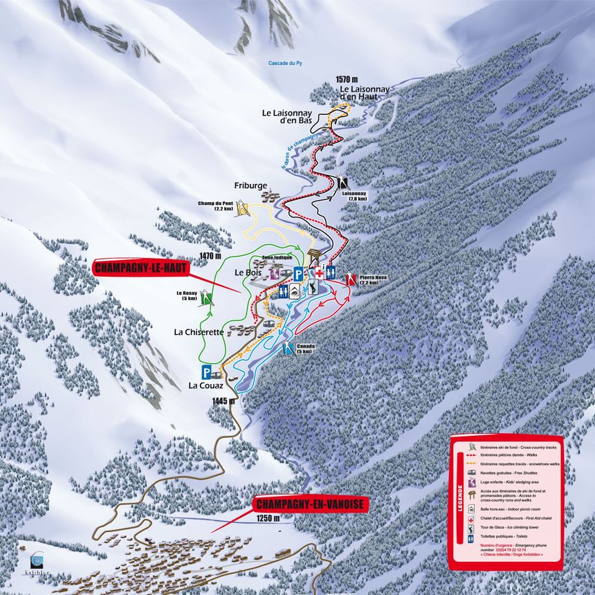 Loipenplan Champagny en Vanoise