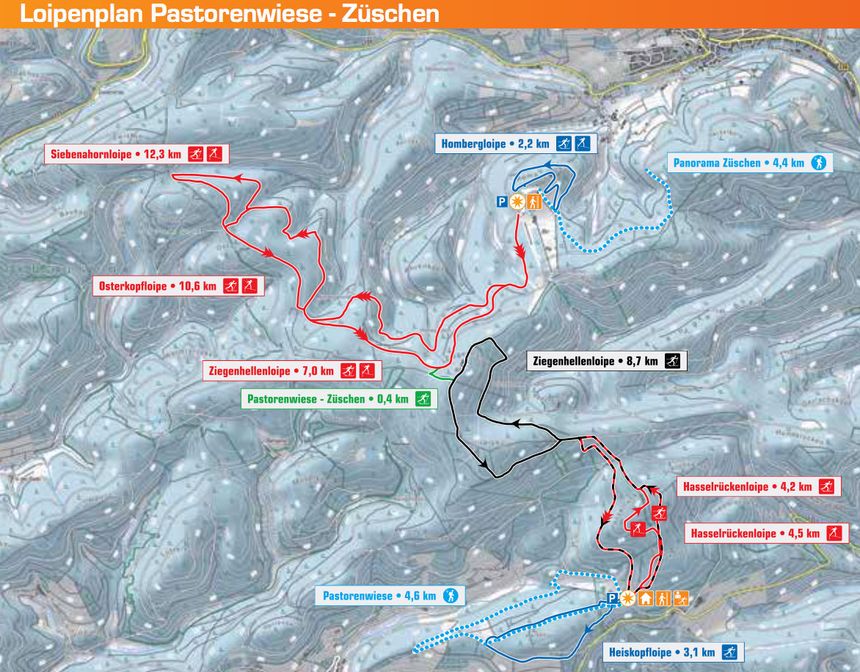 Trail Map Cross Country Center Pastorenwiese Wunderthausen
