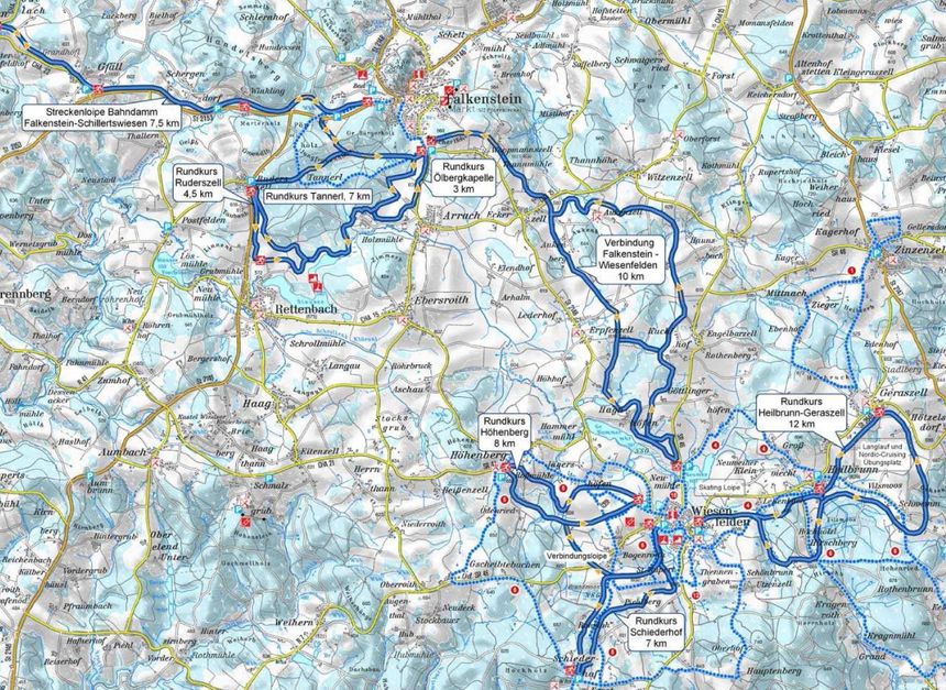 Loipenplan Falkenstein - Rettenbach - Wiesenfelden