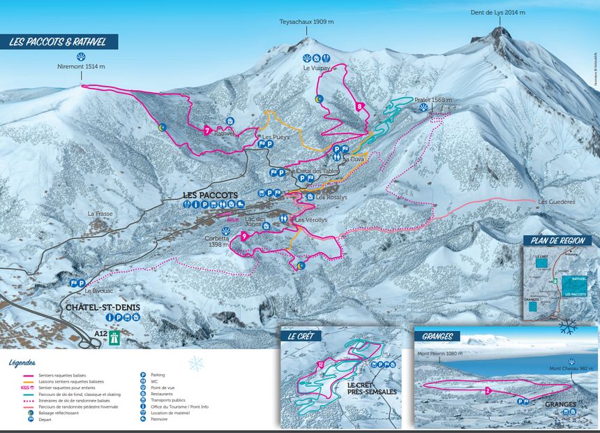 Loipenplan Les Paccots - Le Cret