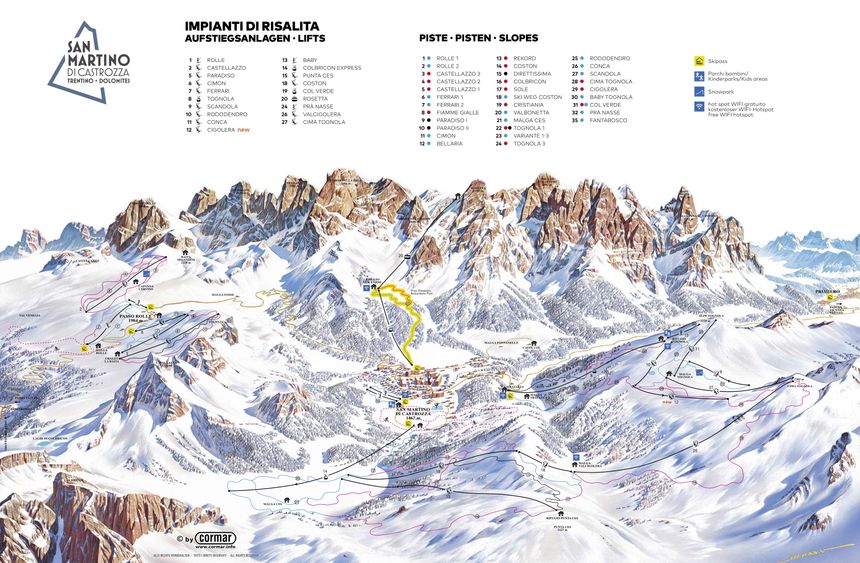 Loipenplan San Martino di Castrozza - Passo Rolle